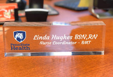 Load image into Gallery viewer, Custom Desk Name Plate (Acrylic Glass Look)