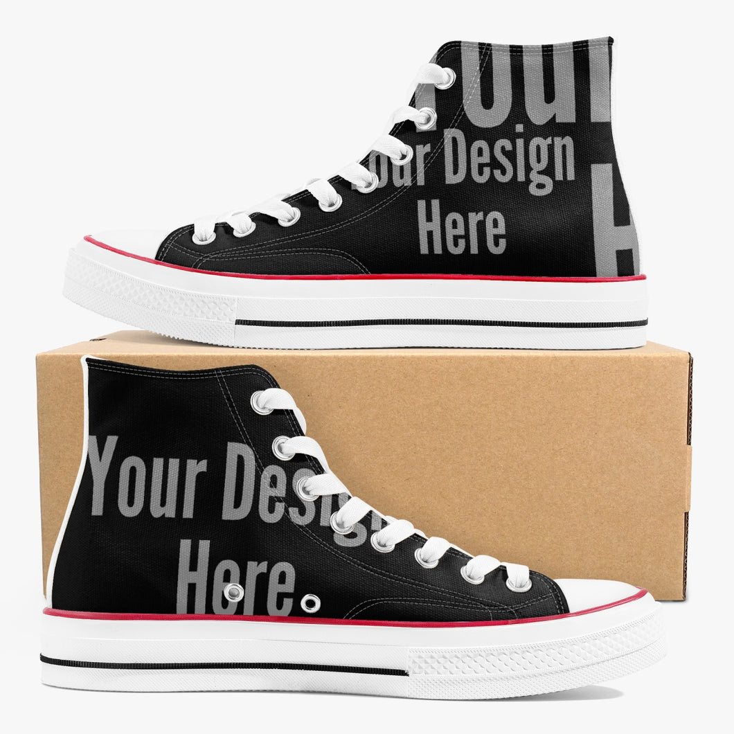 Custom High-Top Canvas Shoes - Black